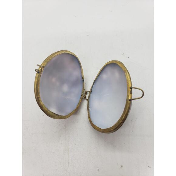 Vintage Handmade Cowrie Sea Shell Hinged Snuff Trinket Ring Stash Box Locket - Picture 5 of 11